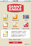 Giant Eagle Grocery Chain iPhone Application (developed for Buzzhoney)