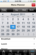 Menu Planner functionality with month, week & day view