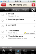 Shopping List feature